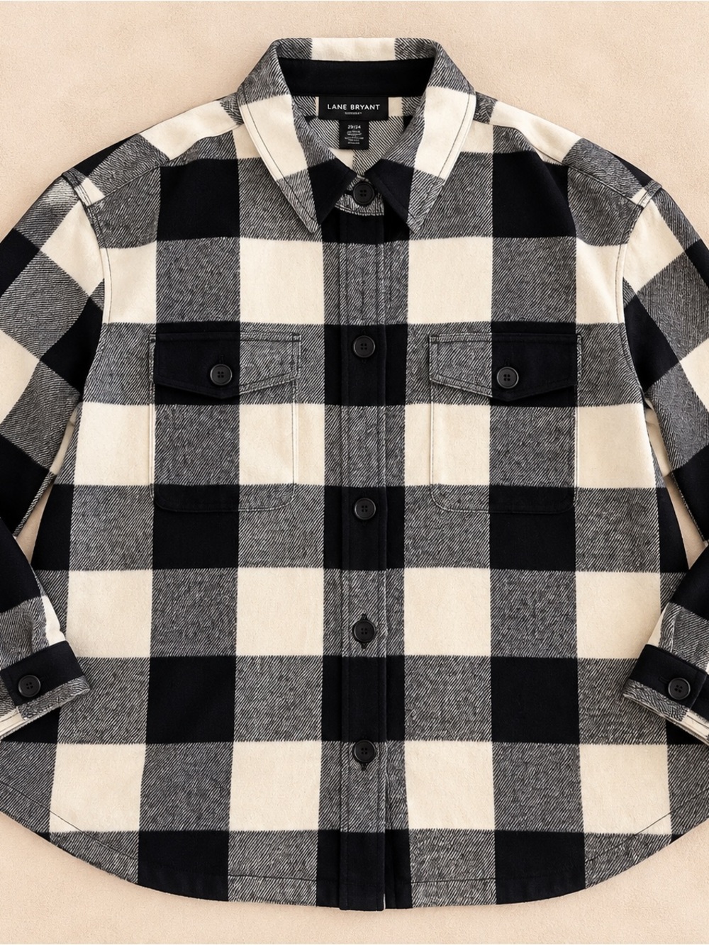 Lane Bryant Buffalo Plaid Shacket Black White NWT Plus Size 18/20